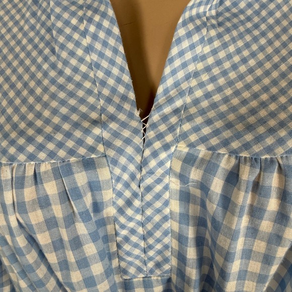 Vintage 70s 60s Dress Cotton Plaid Shirt Tie Waist Cotton Plaid Gingham L/S UU4 - Picture 3 of 8